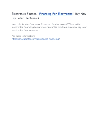 Electronics Finance | Financing For Electronics | Buy Now Pay Later Electronics
