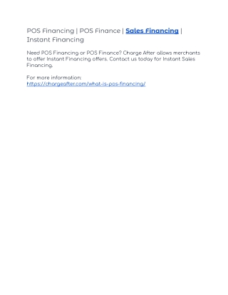 POS Financing | POS Finance | Sales Financing | Instant Financing