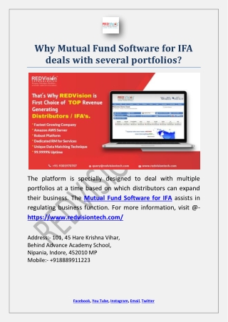 Why Mutual Fund Software for IFA deals with several portfolios