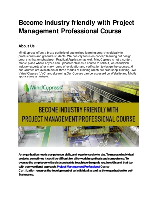 Become industry friendly with Project Management Professional Course