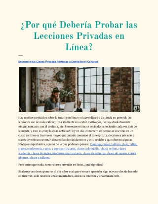 Encuentra tus Clases Privadas Perfectas a Domicilio en Canarias