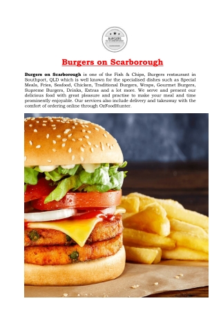 5% Off - Burgers on Scarborough Fish & Chips Menu Southport, QLD