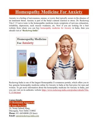 Homeopathy Medicine For Anxiety