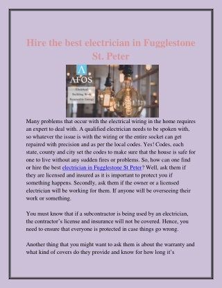 Hire the best electrician in Fugglestone St. Peter