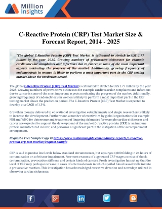 C-Reactive Protein [CRP] Test Market is estimated to stretch to US$ 1.77 Billion