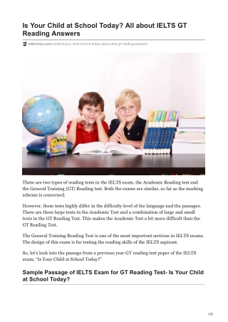 Is Your Child at School Today? All about IELTS GT Reading Answers