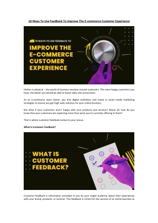 10 Ways To Use Feedback To Improve The E-commerce Customer Experience