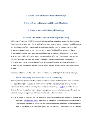5 Tips for Successful Virtual Meetings