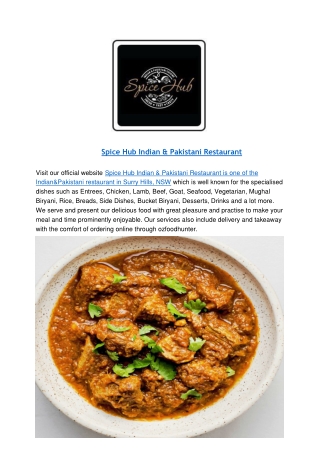 5% off - Spice Hub Indian & Pakistani Restaurant Surry Hills, NSW