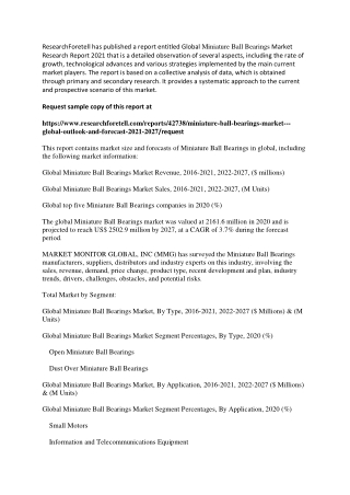 Miniature Ball Bearings Market Projected to Witness a Double-Digit CAGR During 2020-2027