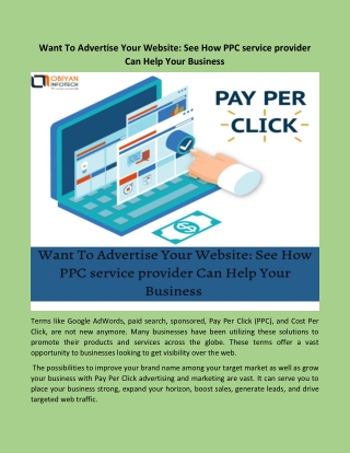 Want To Advertise Your Website See How PPC service provider Can Help Your Business