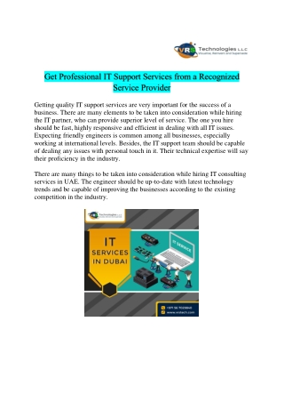 Get Professional IT Services Dubai at VRS Technologies