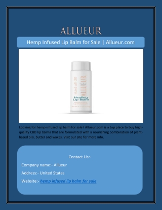 Hemp Infused Lip Balm for Sale | Allueur.com