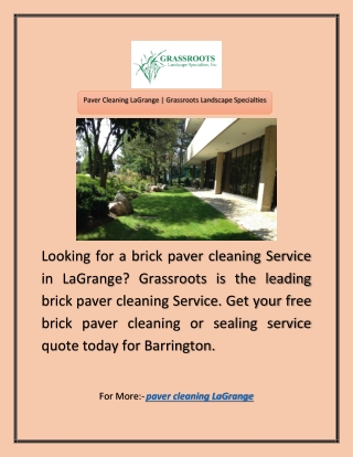 Paver Cleaning LaGrange | Grassroots Landscape Specialties