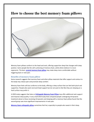 How to choose the best memory foam pillows