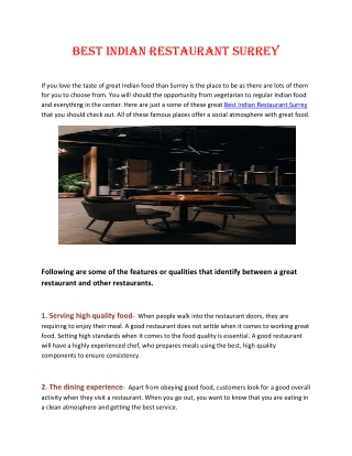 Best Indian Restaurant Surrey