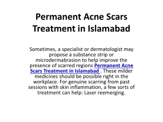 Permanent Acne Scars Treatment in Islamabad