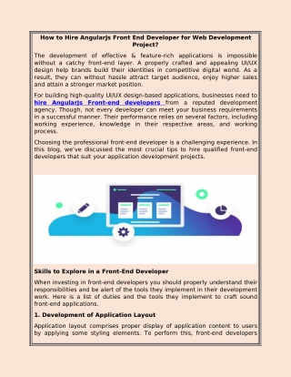 How to Hire AngularJs Front End Developer for Web Development Project