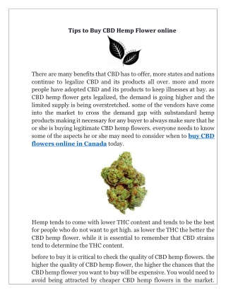 Tips to Buy CBD Hemp Flower online