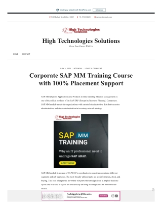 Corporate SAP MM Training Course with 100% Placement Support