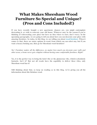 What Makes Sheesham Wood Furniture So Special and Unique_ (Pros and Cons Included!)