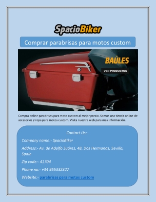 Comprar parabrisas para motos custom