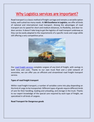 Why Logistics services are important?