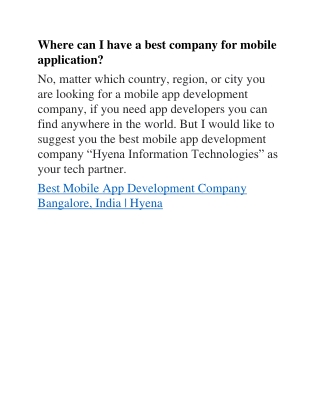Where can I have a best company for mobile application
