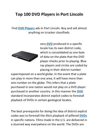 Top 100 DVD Players in Port Lincoln
