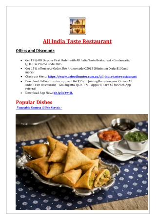 15% Off - All India Taste Restaurant Coolangatta, QLD