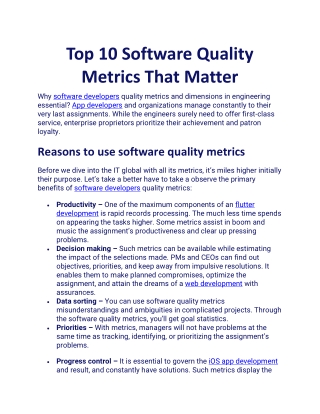 Top 10 Software Quality Metrics That Matter