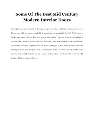 Some Of The Best Mid Century Modern Interior Doors