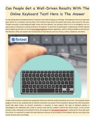 Can People Get a Well-Driven Results With The Online Keyboard Test! Here is The Answer