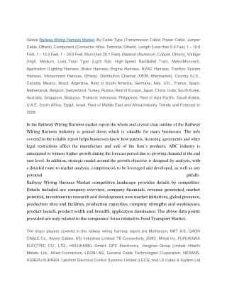 Railway Wiring Harness Market Trends, Analysis, Key Players and Forecast 2028