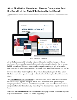 Atrial Fibrillation Newsletter: Pharma Companies Push the Growth of the Atrial