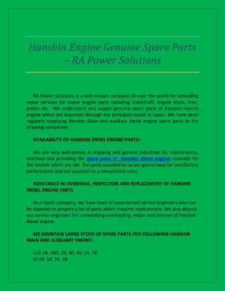 Hanshin Engine Genuine Spare Parts-converted