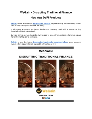 WeGain - Disrupting Traditional Finance