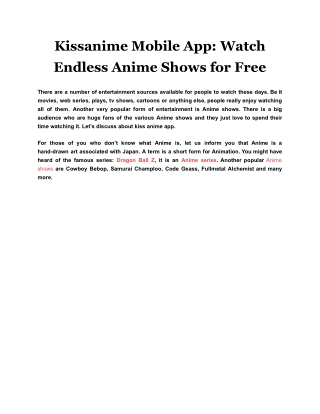 Kissanime Mobile App Watch Endless Anime Shows for Free