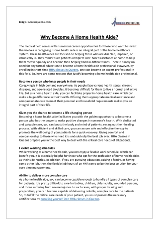Why Become A Home Health Aide?