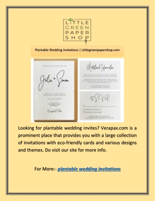 Plantable Wedding Invitations | Littlegreenpapershop.com