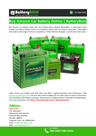 Buy Amaron Car Battery Online-BatteryBoss
