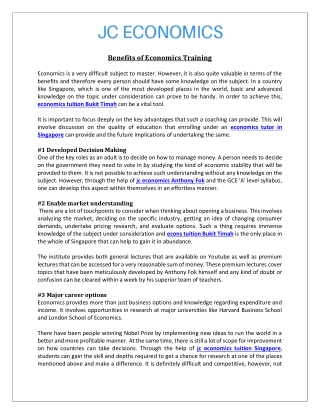 Benefits of Economics Training