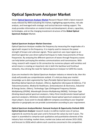 Optical Spectrum Analyzer Market: An Attractive Long-Term Opportunity