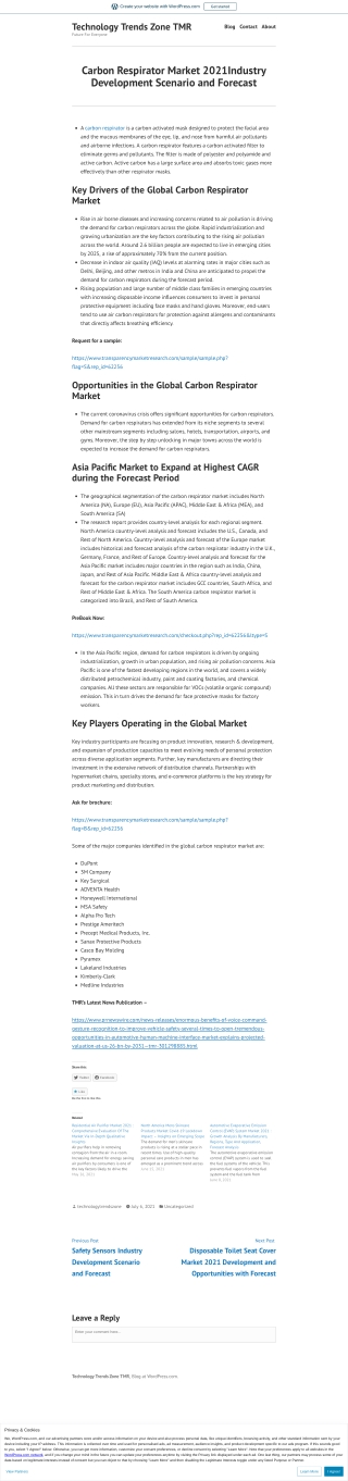 Carbon Respirator Market Share, Trends by 2031