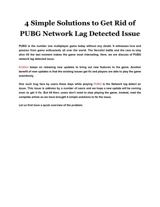 4 Simple Solutions to Get Rid of PUBG Network Lag Detected Issue