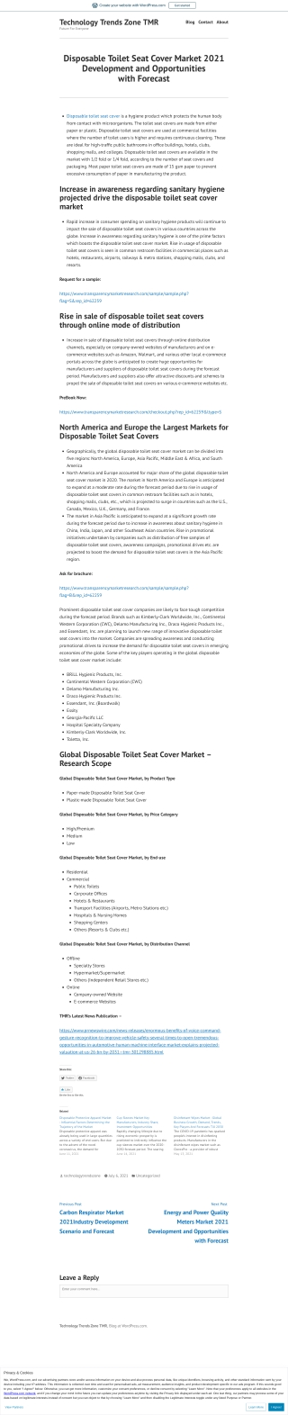 Disposable Toilet Seat Cover Market Share, Trends by 2031