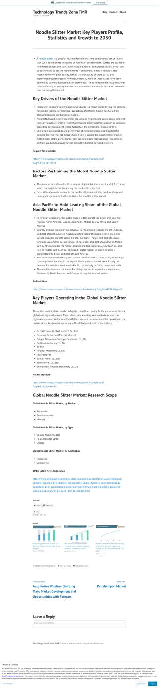 Noodle Slitter Market Analysis, Share by 2030