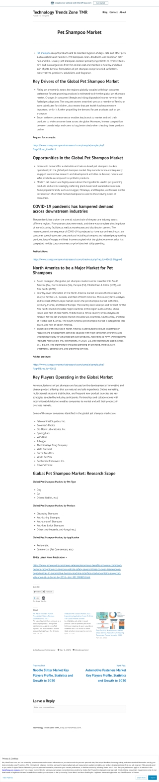 Pet Shampoo Market Share, Insights by 2030