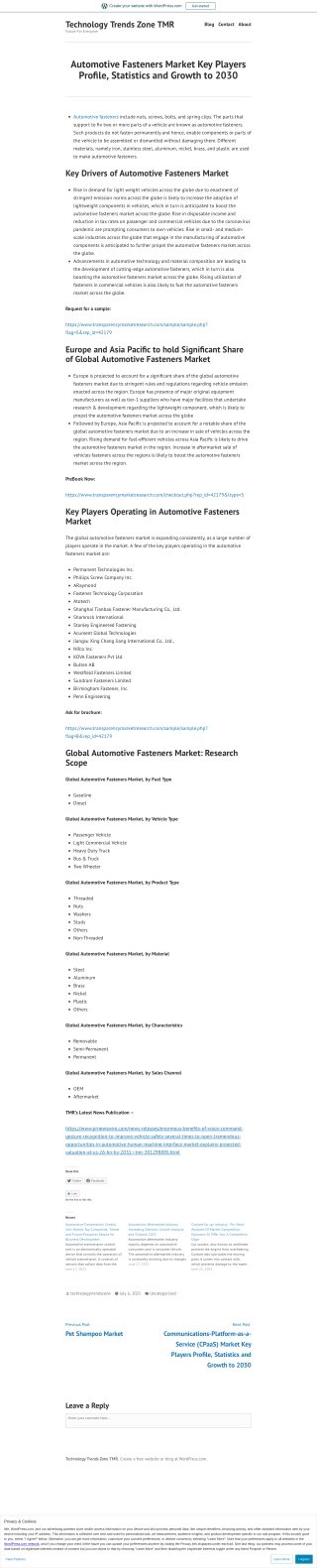 Automotive Fasteners Market Share, Trends by 2031
