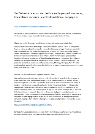 San Sebastian - anuncios clasificados de pequeños enseres, línea blanca en venta - electrodomésticos - bedpage.es-conver